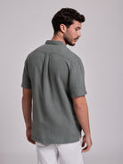 Camisa Linho Verde Manga Curta Regular Fit Mr. Blue