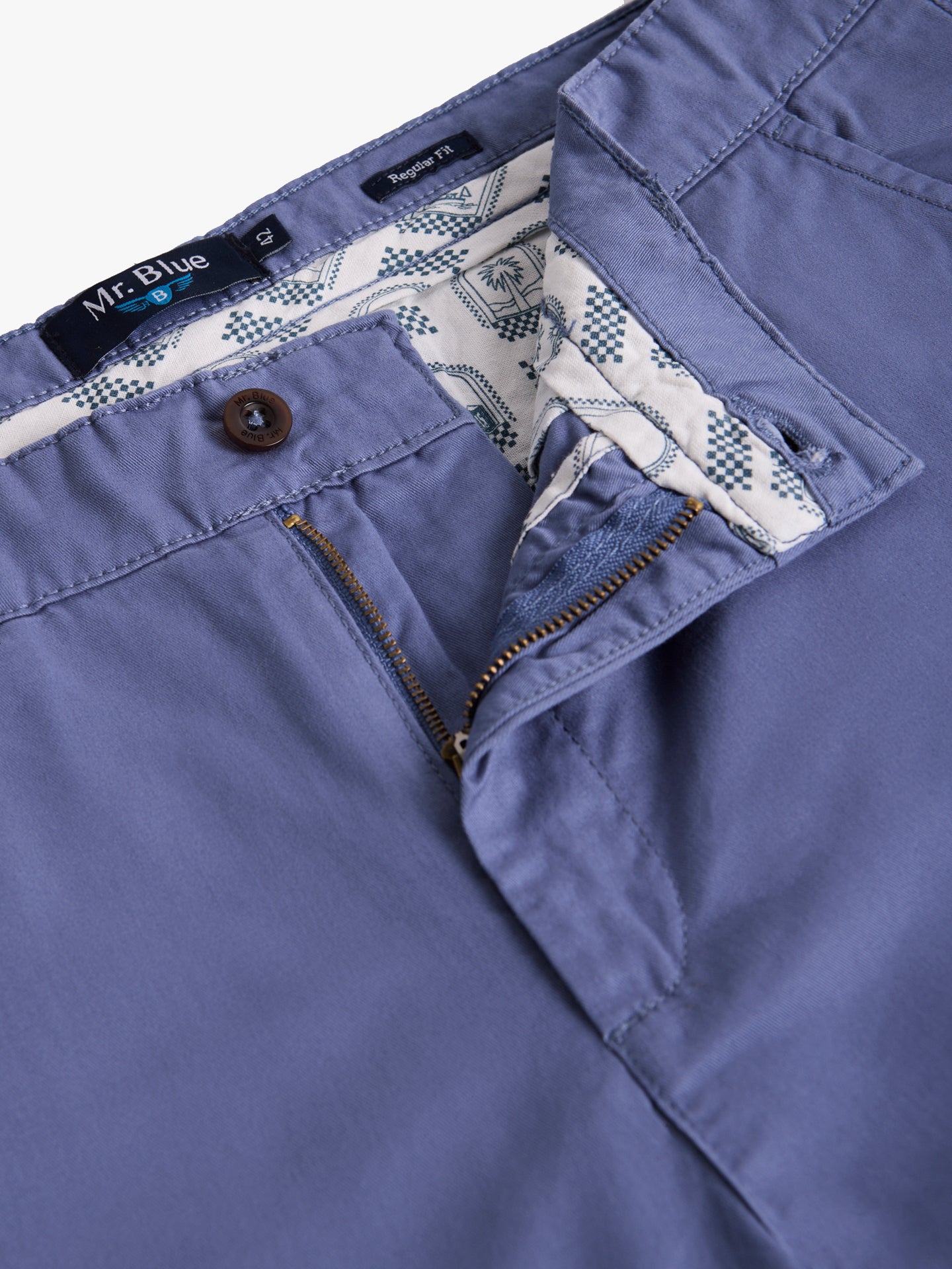 Calça Algodão Azuis Regular Fit Mr. Blue