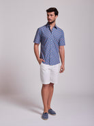 CAMISA ALGODÃO AZUL MANGA CURTA REGULAR FIT MR. BLUE