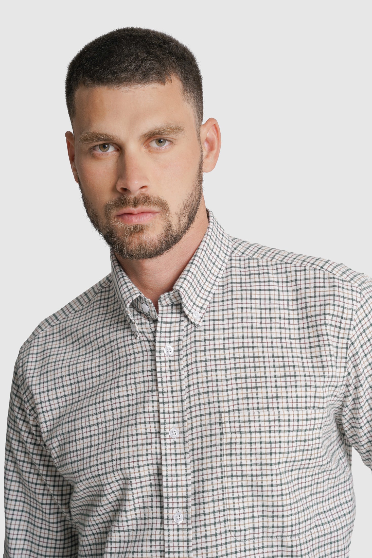CAMISA ALGODÃO REGULAR FIT VERDE QUADRADA MR. BLUE