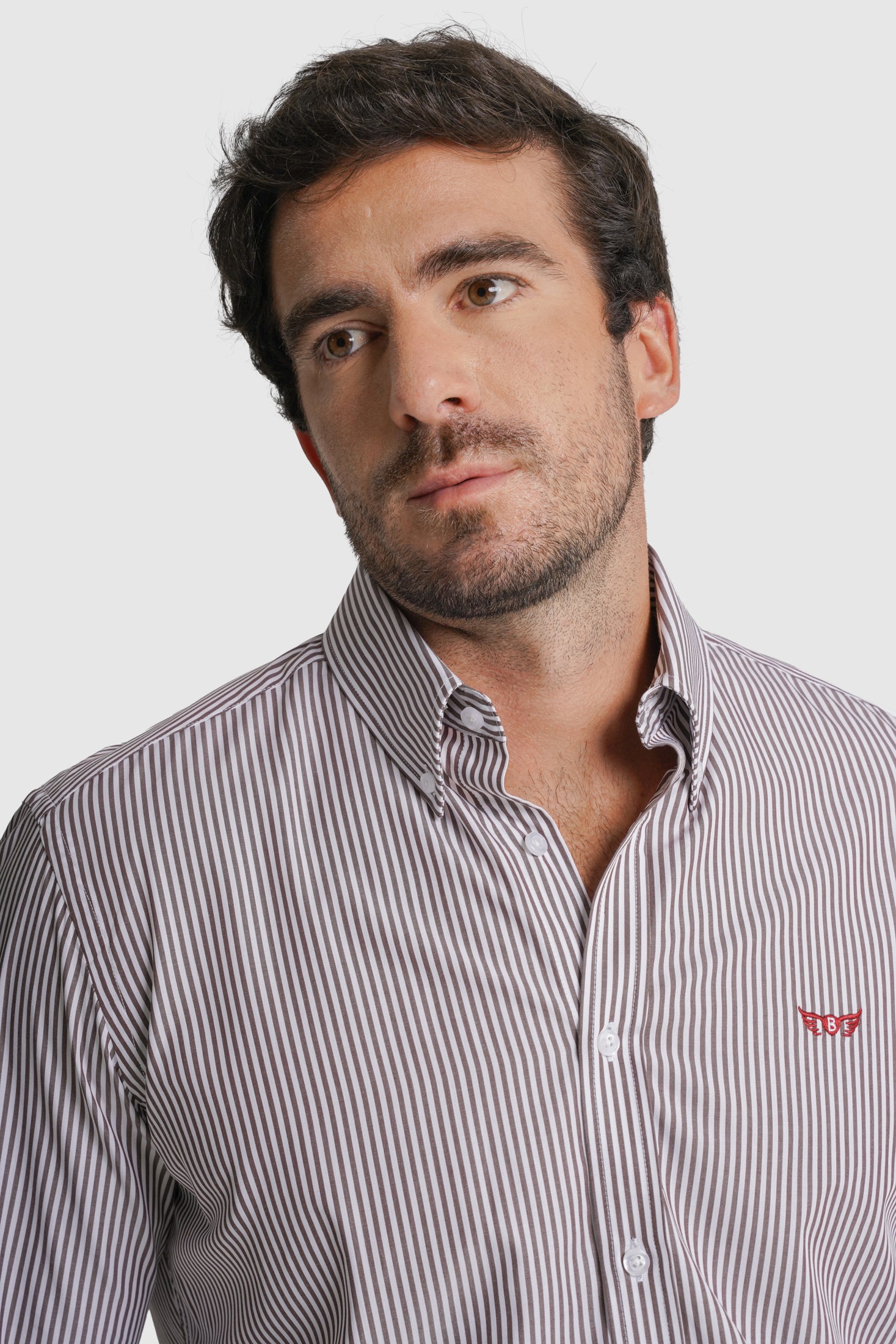 CAMISA ALGODÃO REGULAR FIT CASTANHA RISCAS MR. BLUE