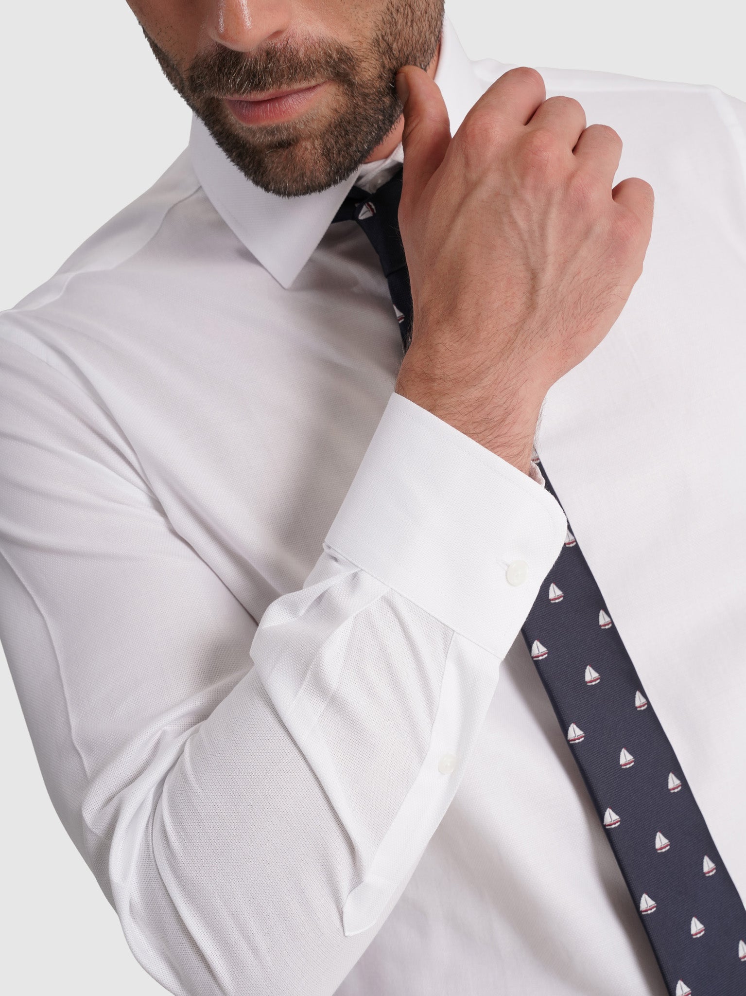 Camisa Algodão Branca Manga Comprida Classic Fit Mr. Blue