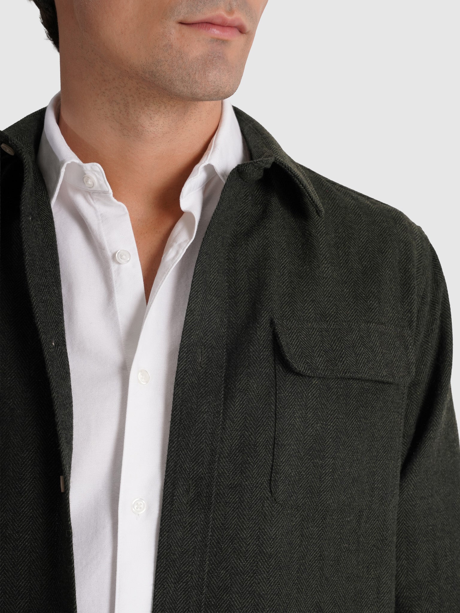 SOBRECAMISA LÃ VERDE MANGA COMPRIDA REGULAR FIT MARK BELLUCCI