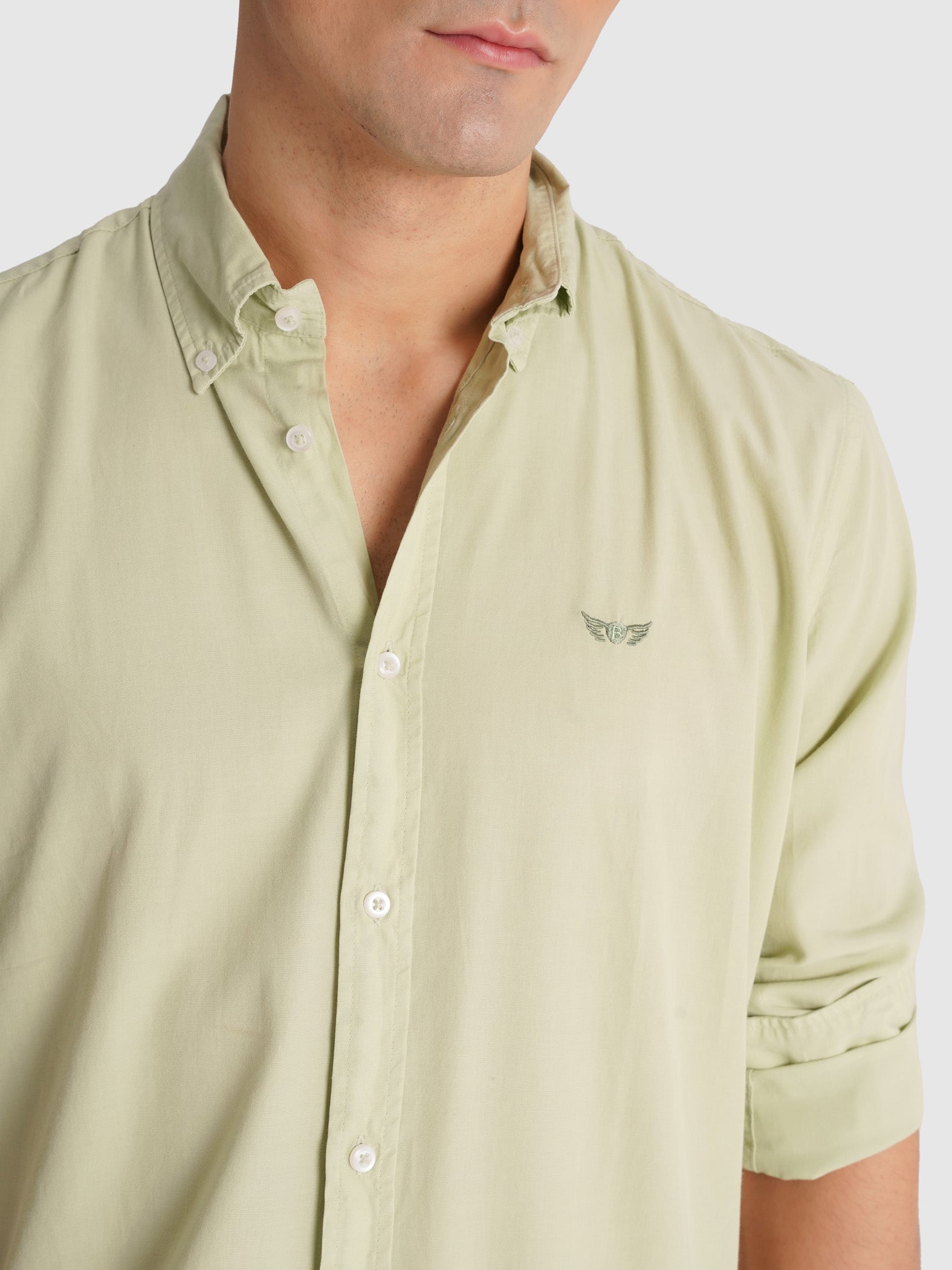 CAMISA POPELINE VERDE MANGA COMPRIDA REGULAR FIT MR. BLUE