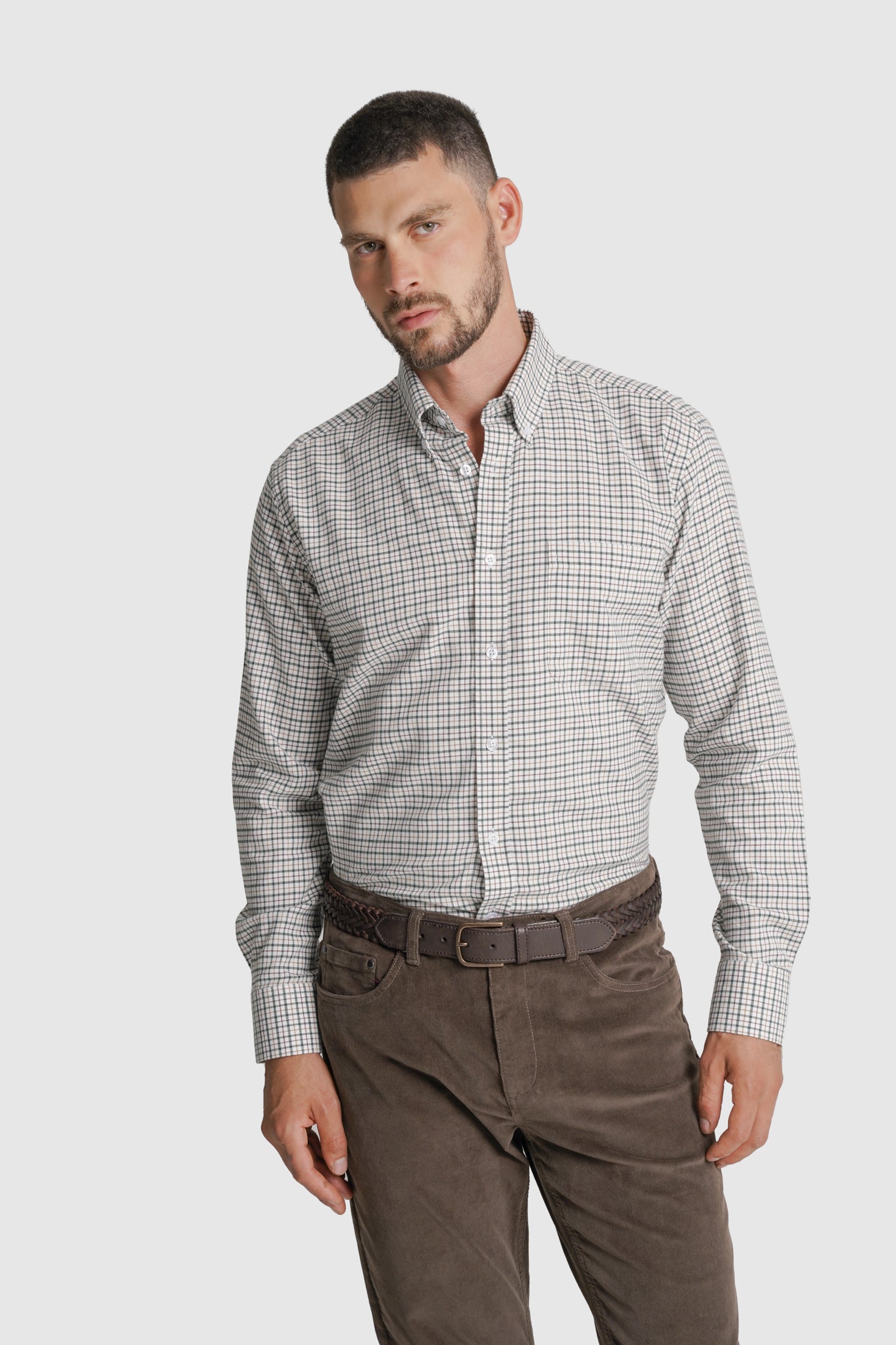 CAMISA ALGODÃO REGULAR FIT VERDE QUADRADA MR. BLUE