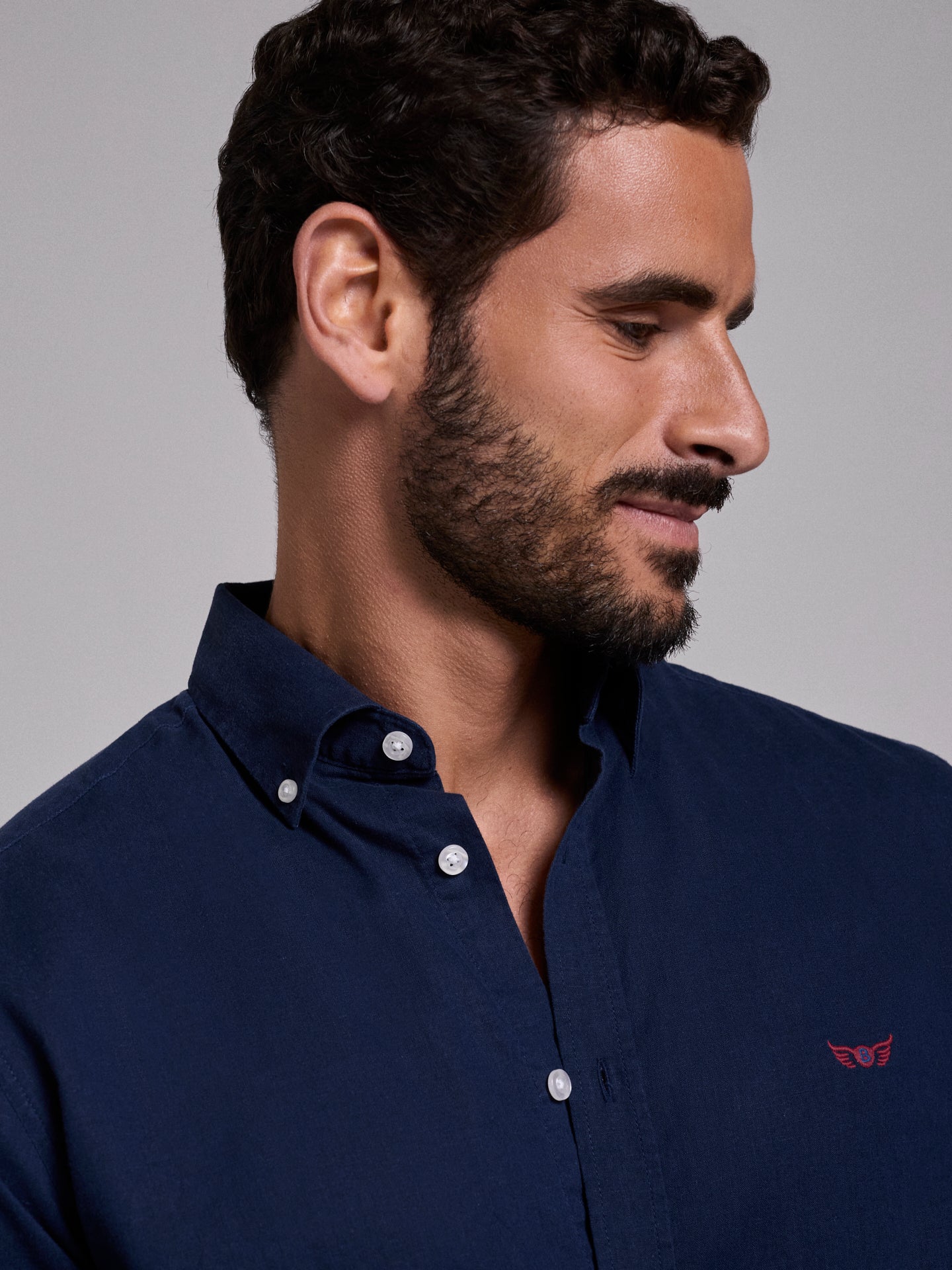 Camisa Linho Azul Manga Comprida Regular Fit Mr. Blue