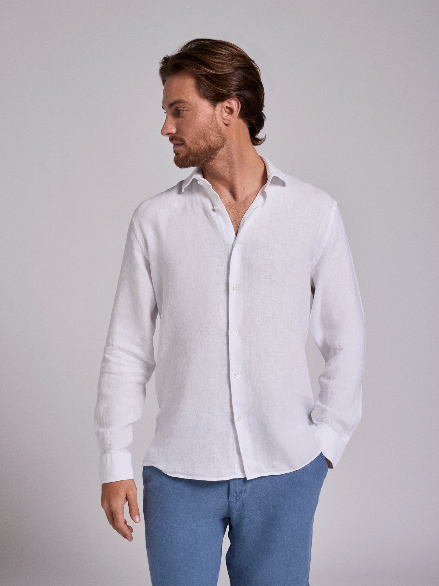 CAMISA LINHO BRANCA MANGA COMPRIDA TAILORED FIT MARK BELLUCCI