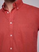 Camisa Linho Vermelha Manga Comprida Regular Fit Mr. Blue