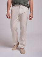 Calça Linho Beges Regular Fit Mr. Blue