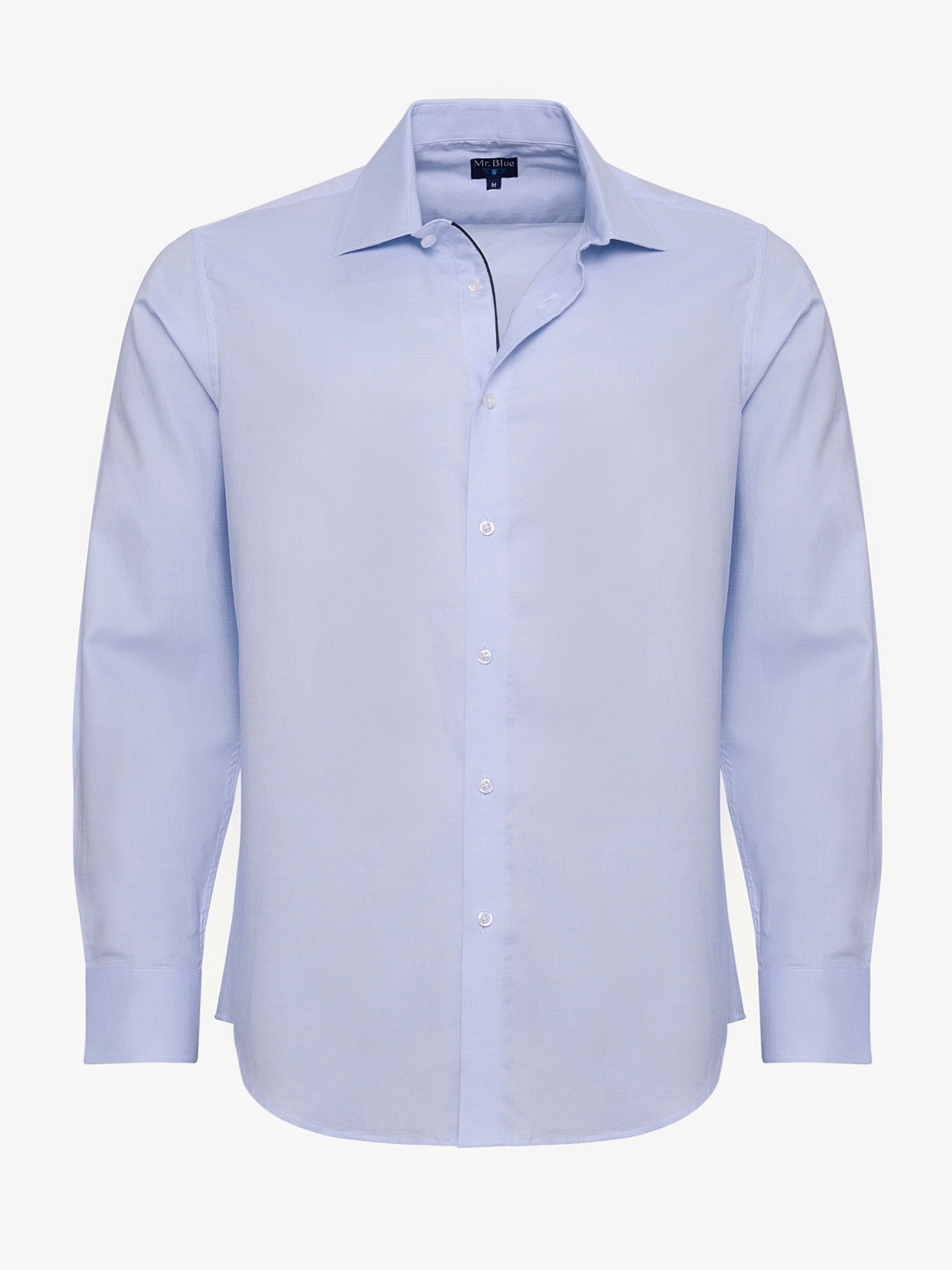 Camisa Algodão Azul Manga Comprida Slim Fit Mr. Blue