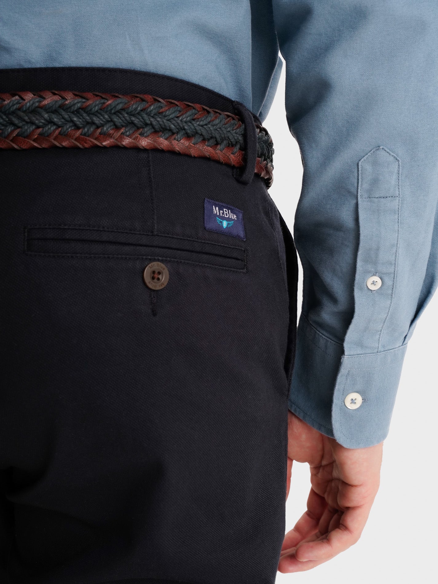 CALÇAS ESTRUTURADA AZUIS SLIM FIT MR. BLUE