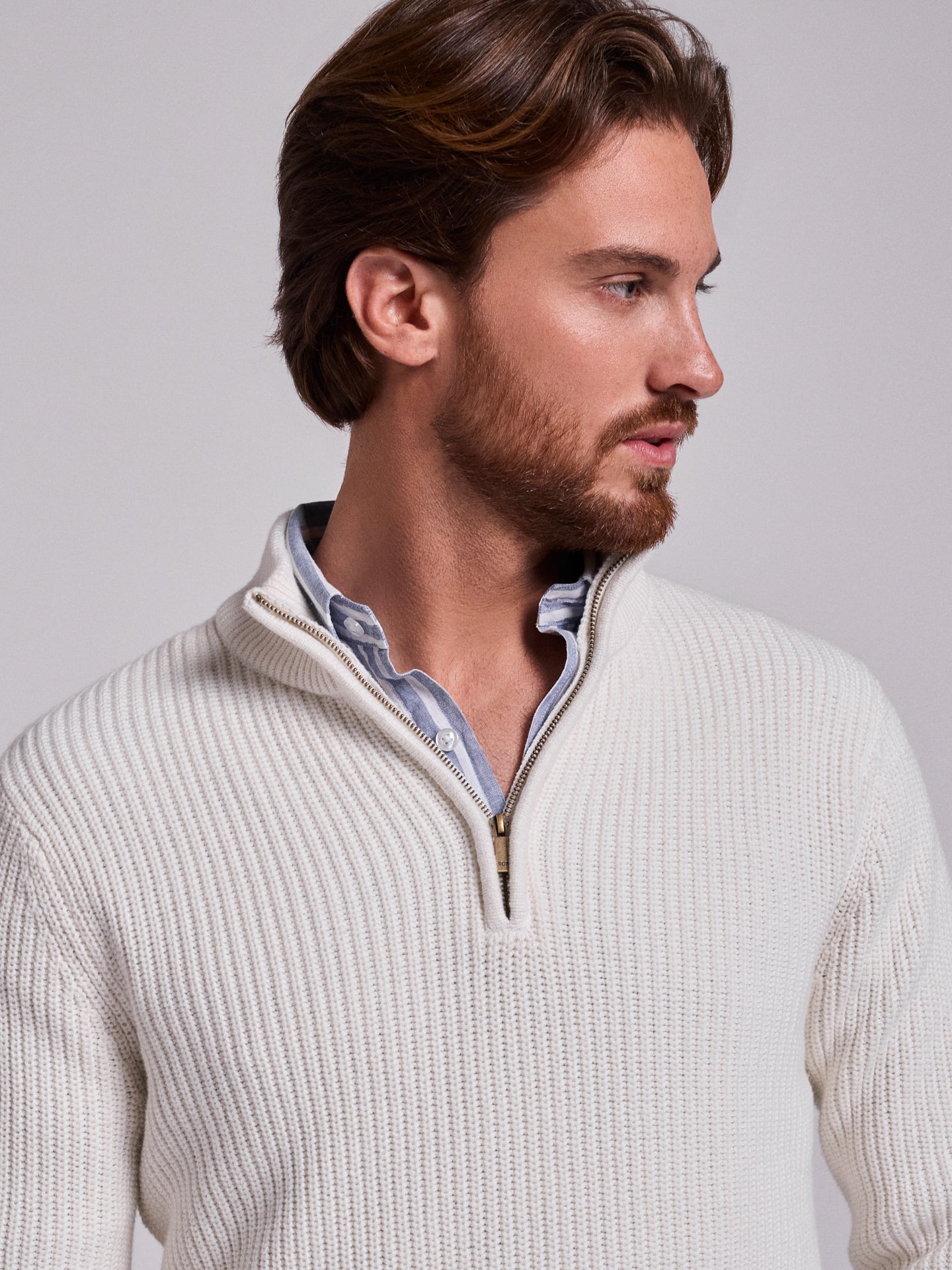 Pullover Algodão Branco Manga Comprida Regular Fit Mr. Blue