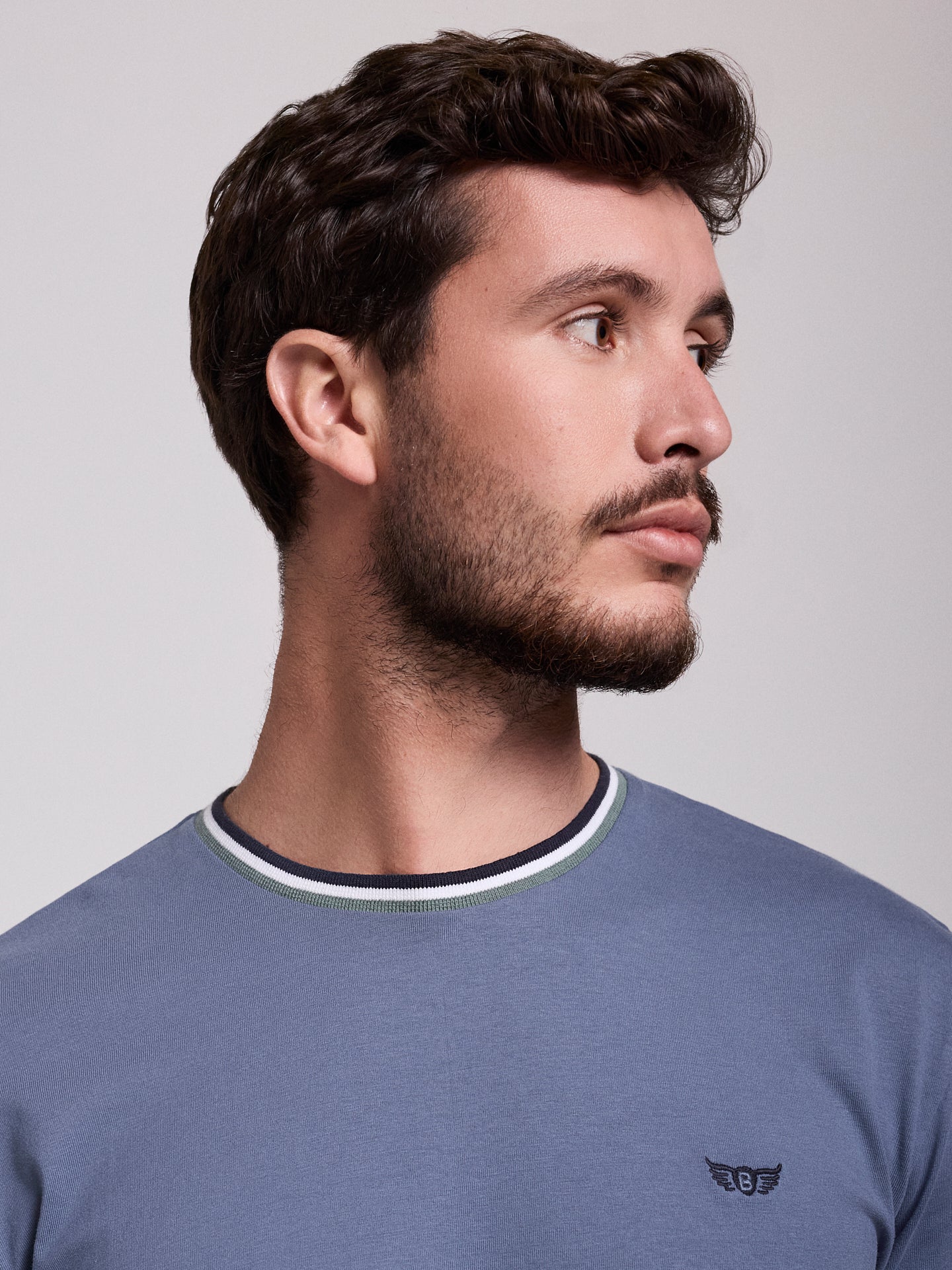 T-SHIRT ALGODÃO AZUL MANGA CURTA REGULAR FIT MR. BLUE