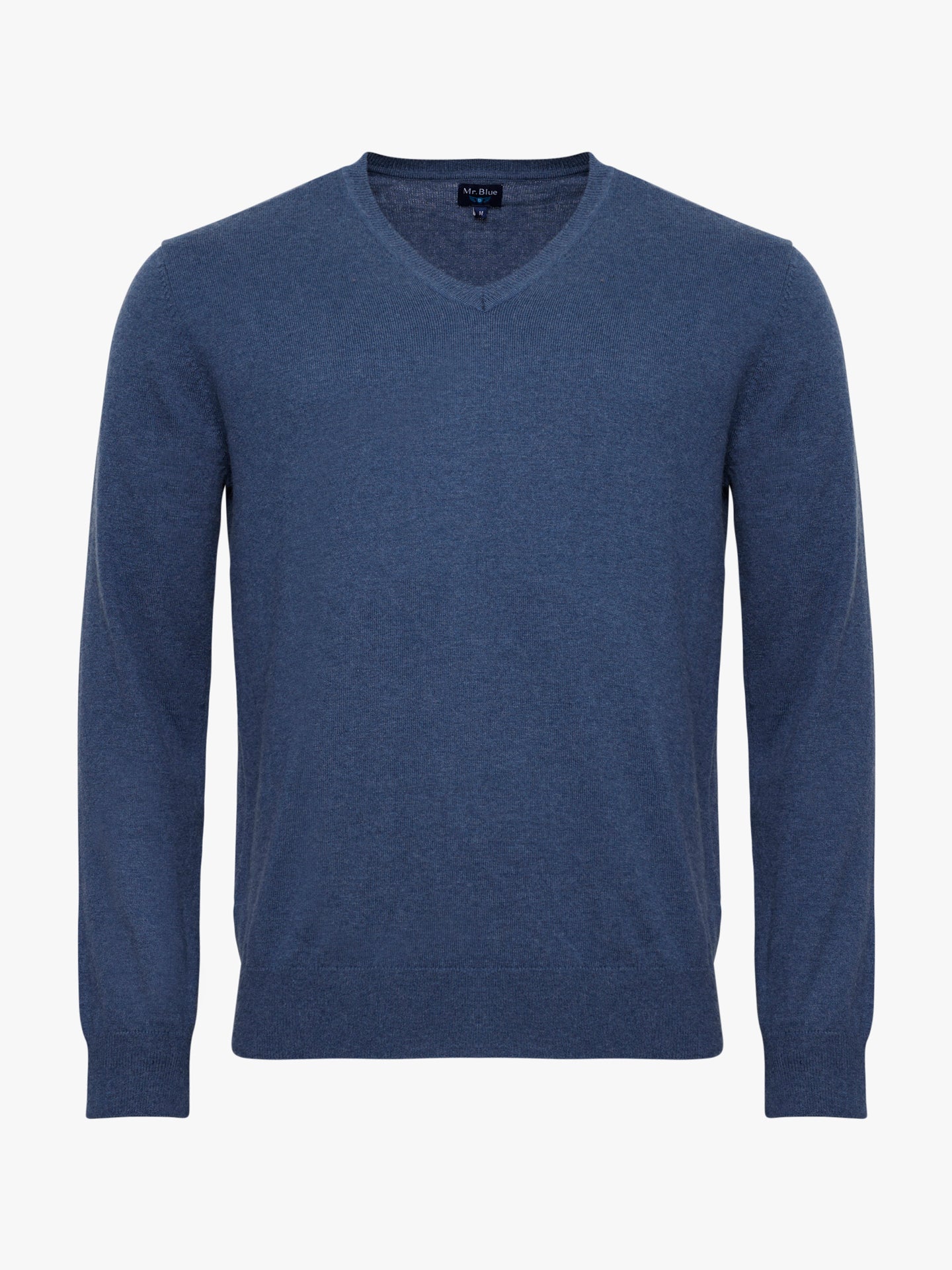 PULLOVER FINO AZUL COM COTOVELEIRA REGULAR FIT MR. BLUE