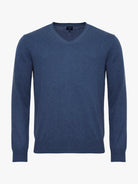 PULLOVER FINO AZUL COM COTOVELEIRA REGULAR FIT MR. BLUE
