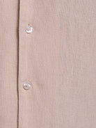 Camisa Linho Bege Manga Curta Regular Fit Mr. Blue