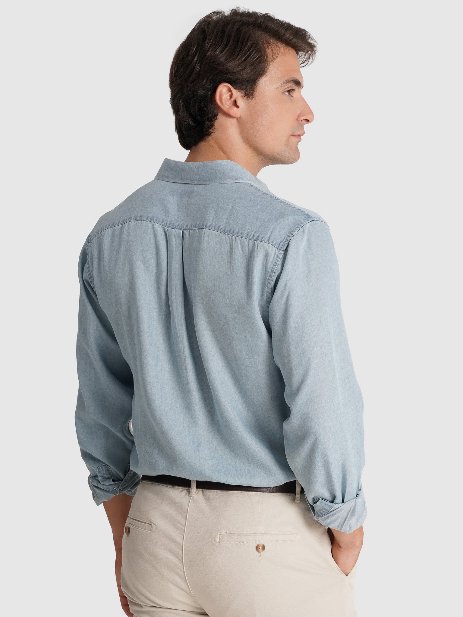 Camisa Algodão Azul Manga Comprida Tailored Fit Mr. Blue