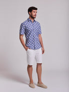 Camisa Algodão Azul Manga Curta Regular Fit Mr. Blue