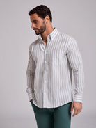 Camisa Linho Verde Manga Comprida Regular Fit Mr. Blue