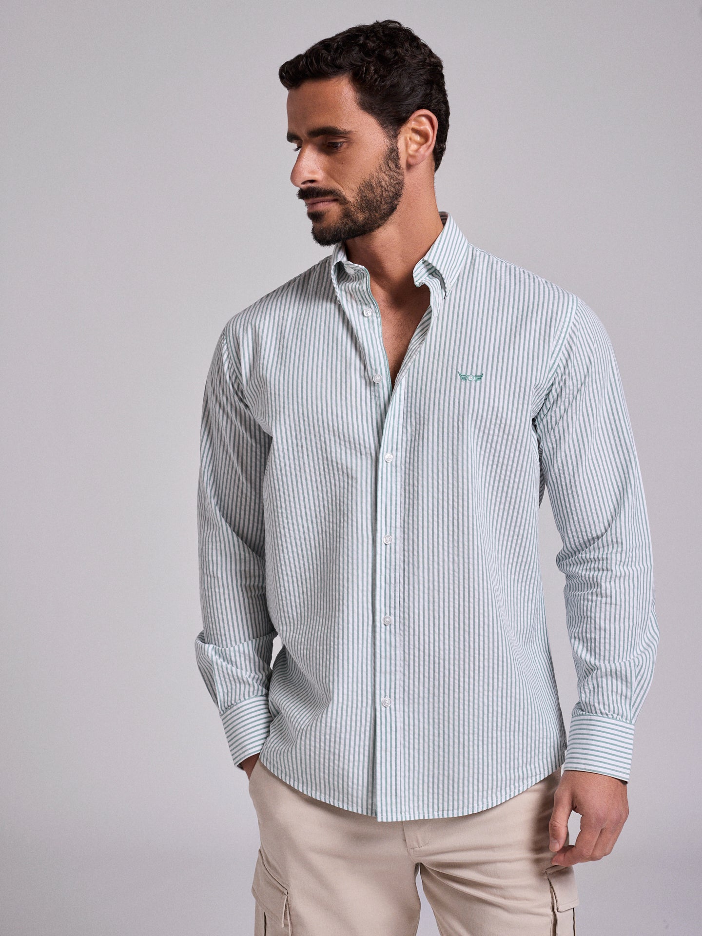 CAMISA ALGODÃO VERDE REGULAR FIT MR. BLUE