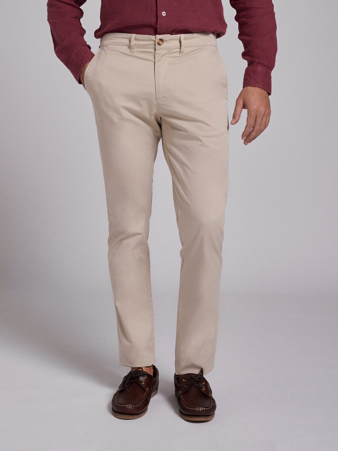 Calça Algodão Beges Regular Fit Mr. Blue