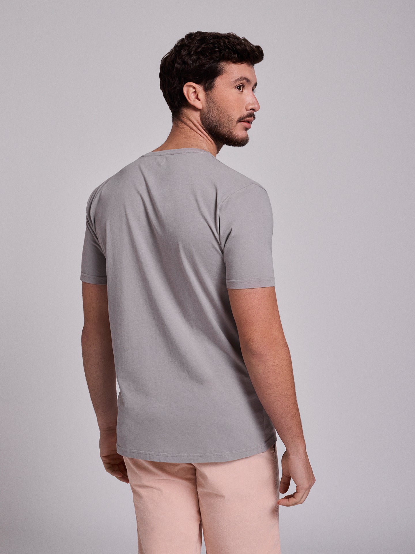 T-SHIRT ALGODÃO CINZENTA MANGA CURTA REGULAR FIT MR. BLUE