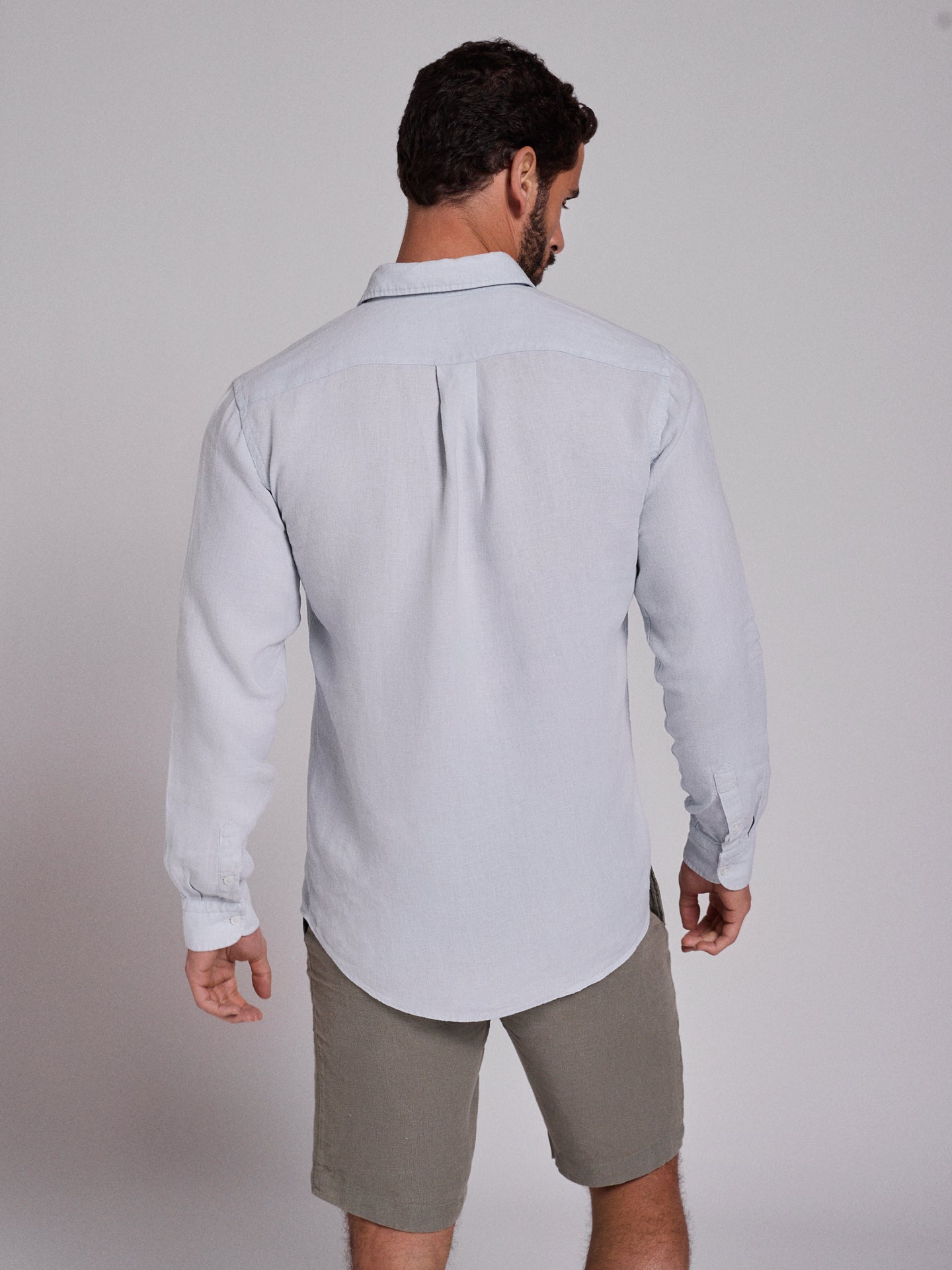 CAMISA LINHO AZUL MANGA COMPRIDA TAILORED FIT MARK BELLUCCI