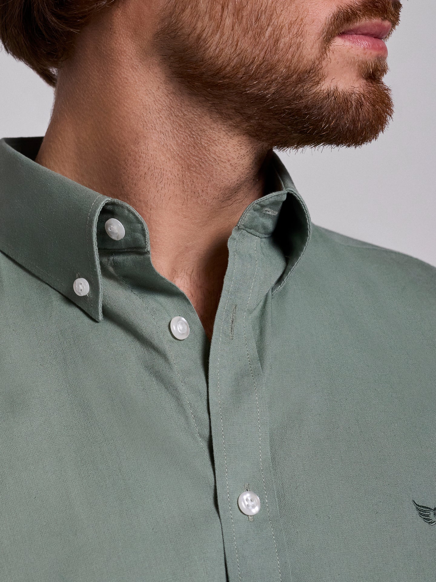 Camisa Linho Verde Manga Curta Regular Fit Mr. Blue