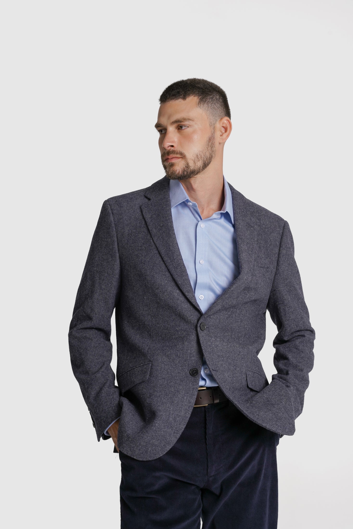 BLAZER LÃ AZUL LISO MR. BLUE