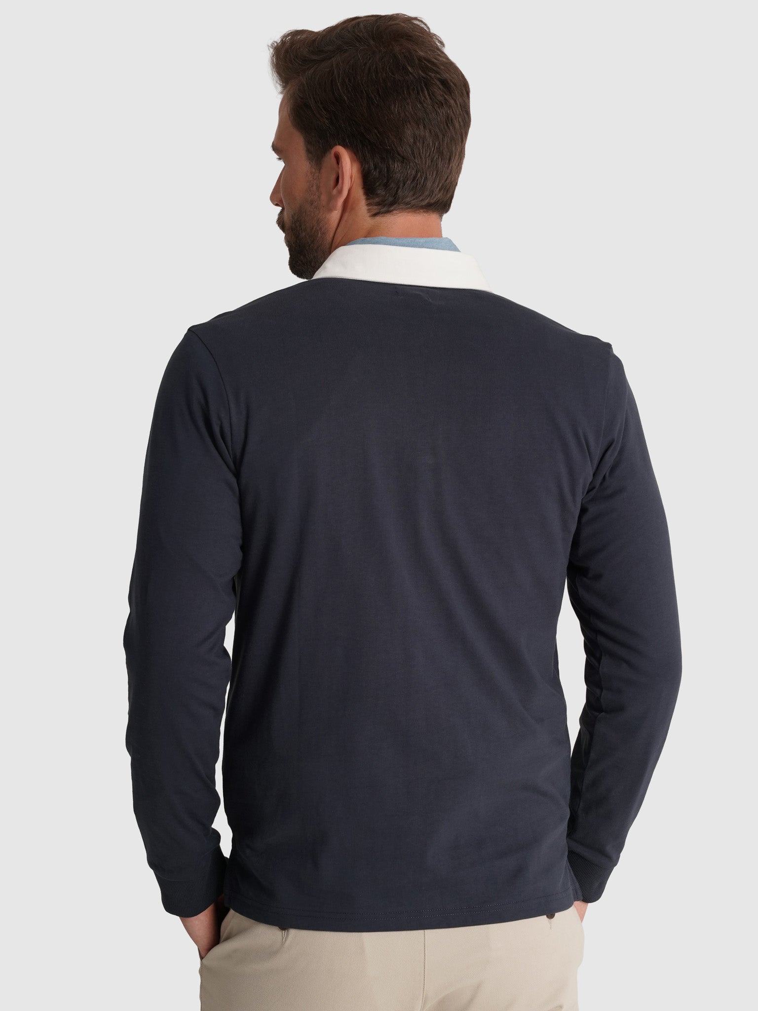 Rugbie Algodão Azul Manga Comprida Regular Fit Mr. Blue