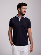 RUGBIE ALGODÃO AZUL MANGA CURTA REGULAR FIT MR. BLUE