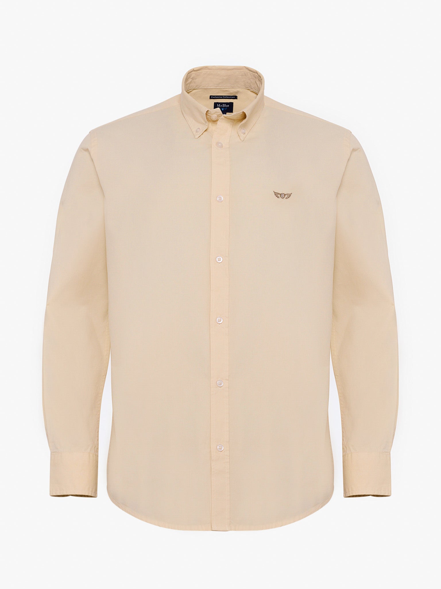 Camisa Algodão Branca Manga Comprida Regular Fit Mr. Blue