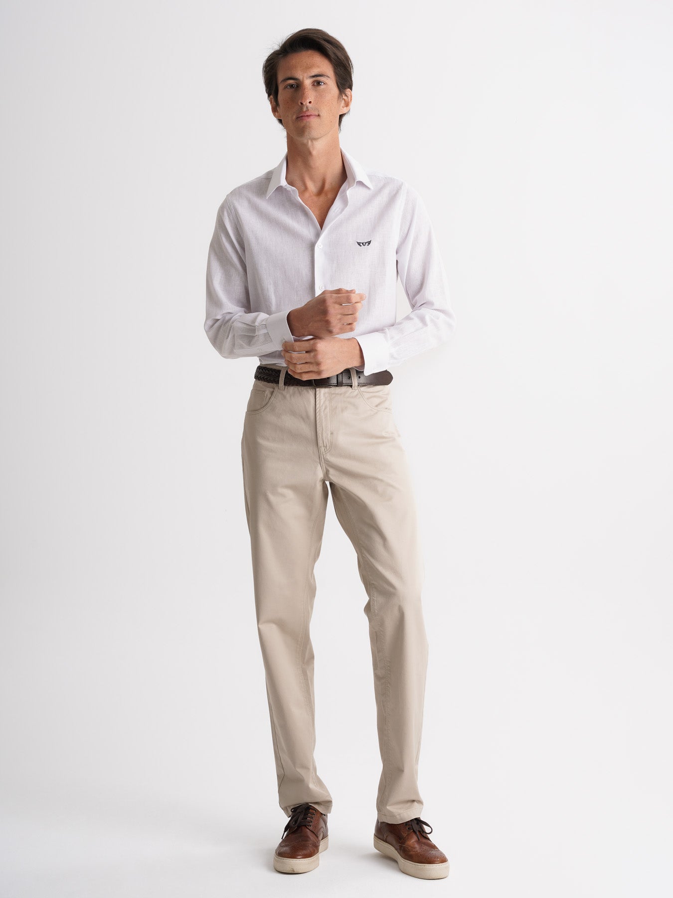 Camisa Slim Fit Linho Branca Mr. Blue