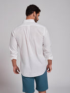 Camisa Linho Branca Manga Comprida Regular Fit Mr. Blue
