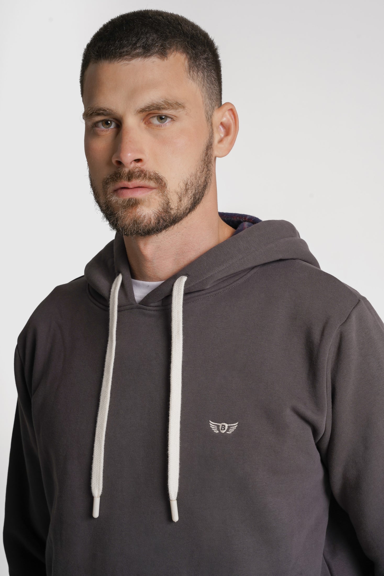 HOODIE ALGODÃO REGULAR FIT CINZENTO LISO MR. BLUE