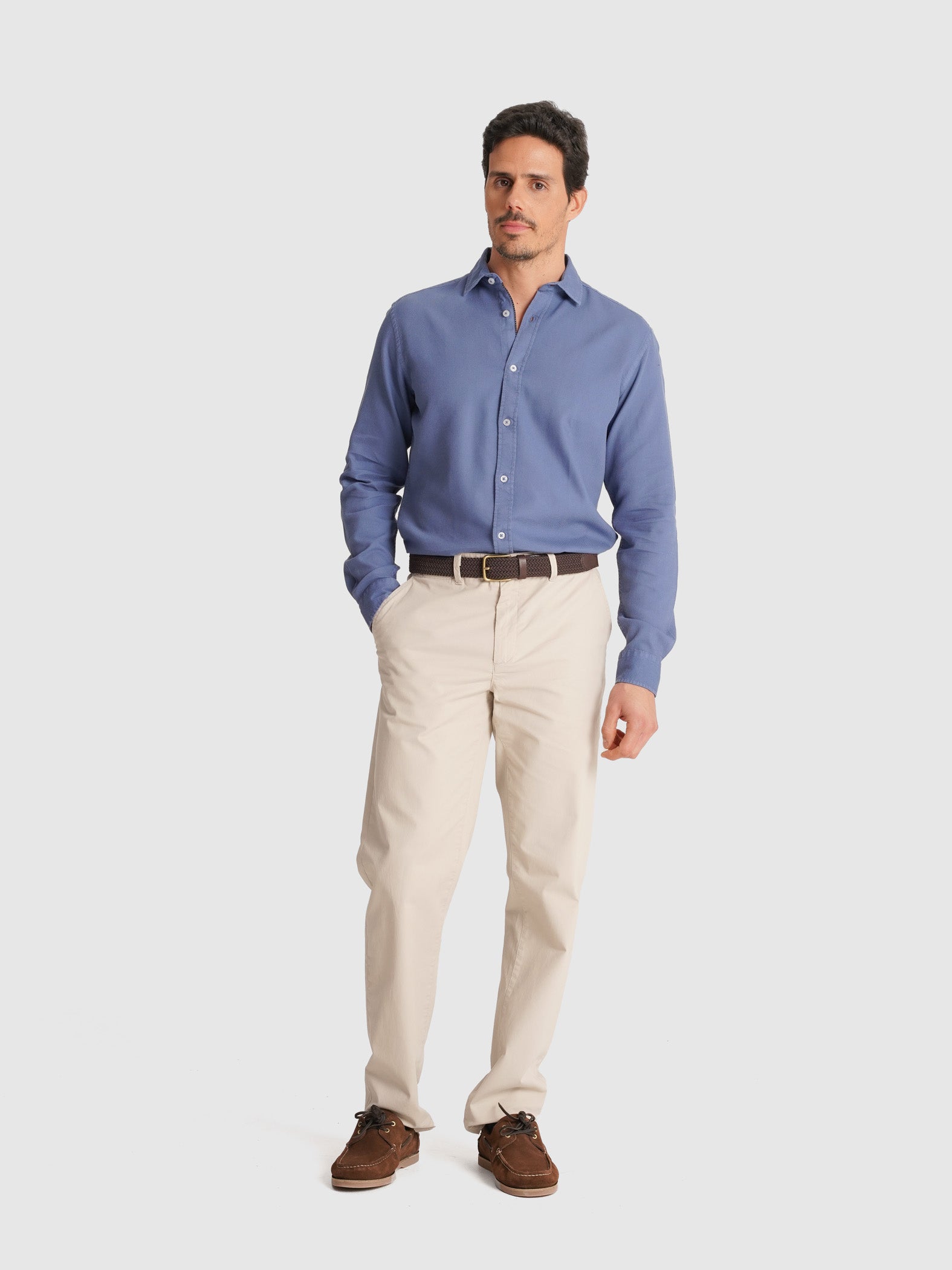 CAMISA DOBBY AZUL MANGA COMPRIDA TAILORED FIT MR. BLUE