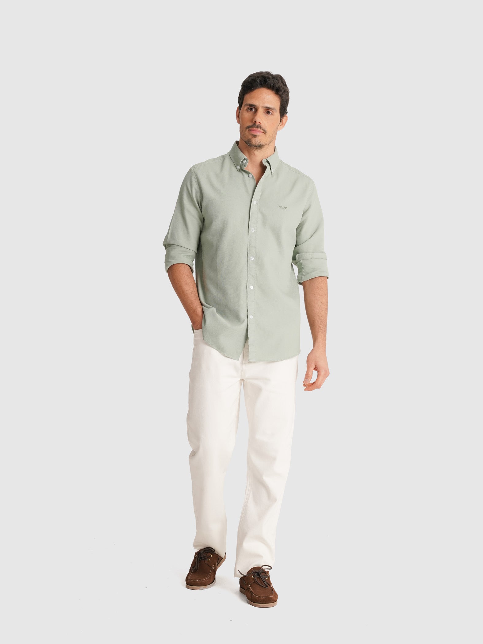 CAMISA DOBBY VERDE MANGA COMPRIDA REGULAR FIT MR. BLUE