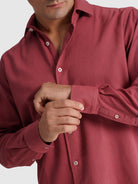 Camisa Algodão Vermelha Manga Comprida Regular Fit Mr. Blue