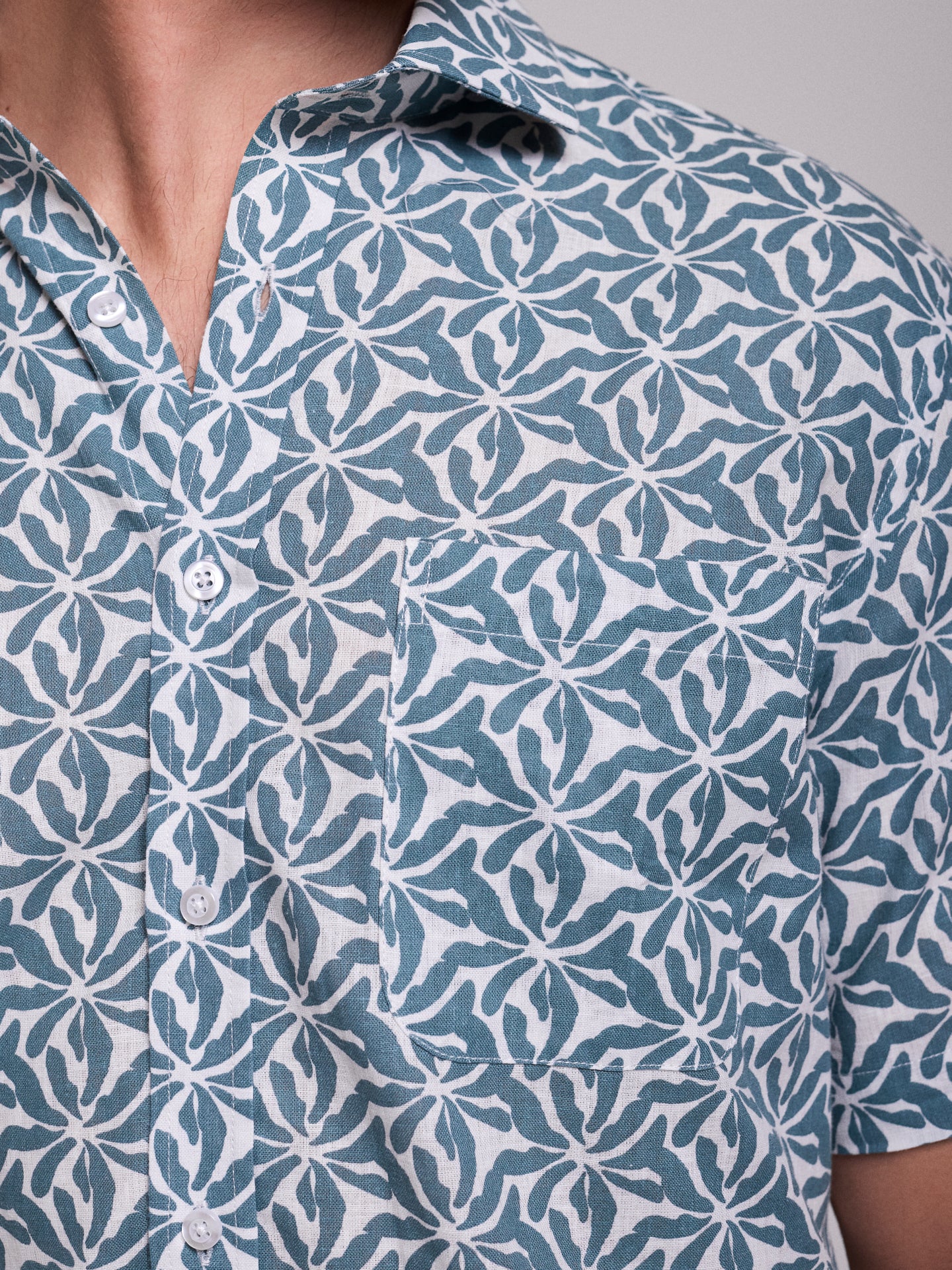 Camisa Linho Verde Manga Curta Regular Fit Mr. Blue