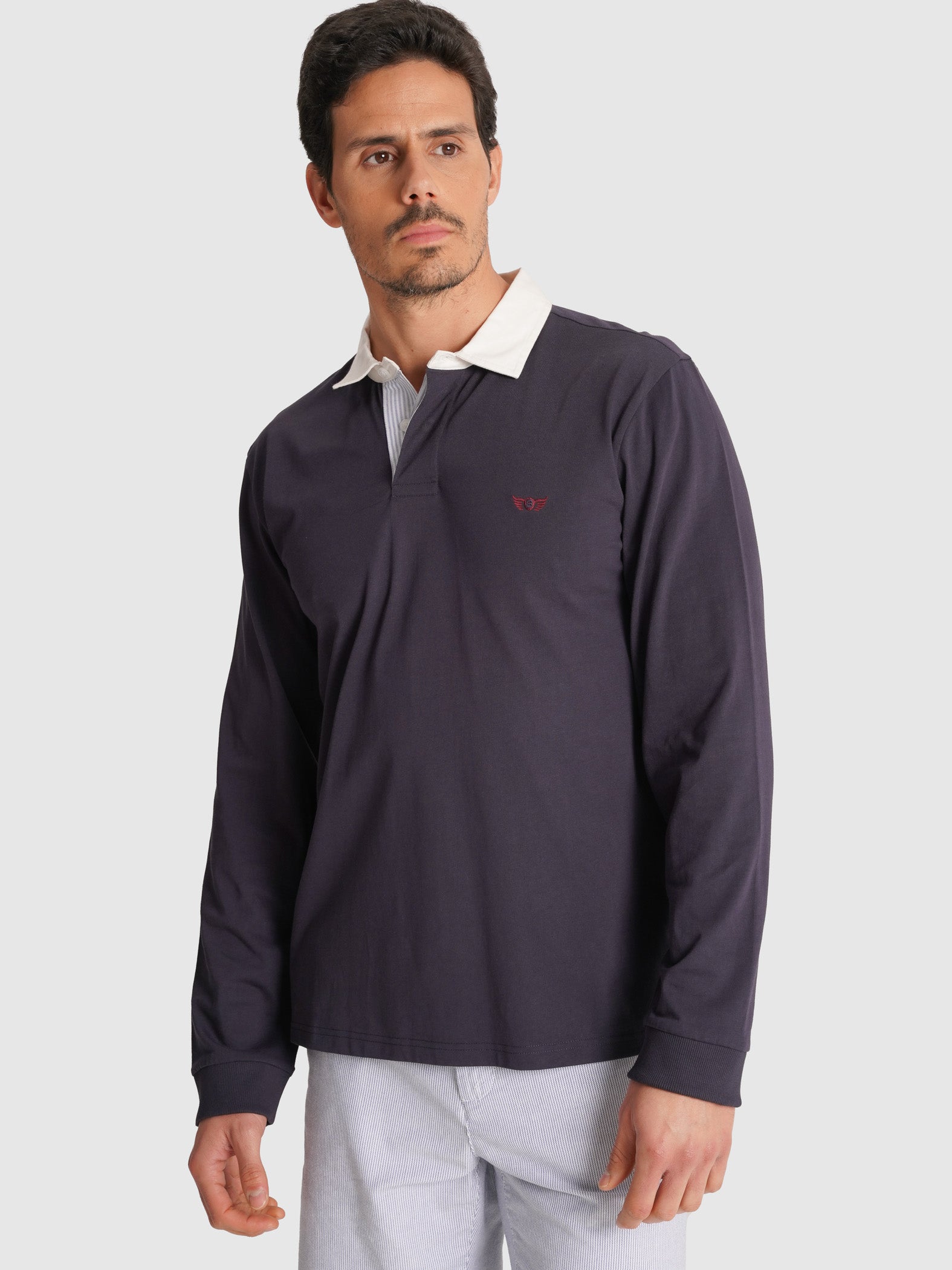 RUGBIE ALGODÃO AZUL MANGA COMPRIDA REGULAR FIT MR. BLUE