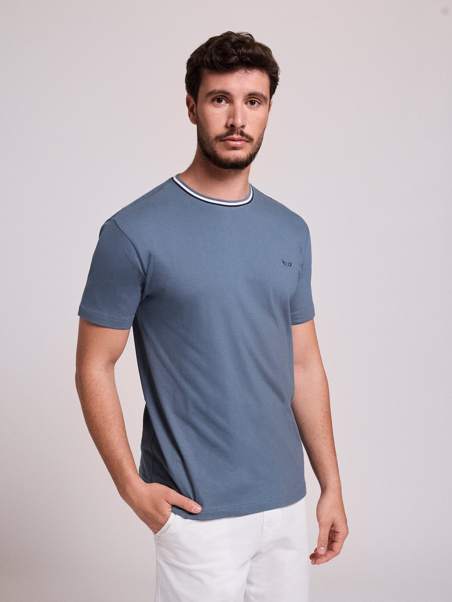 T-SHIRT ALGODÃO VERDE MANGA CURTA REGULAR FIT MR. BLUE