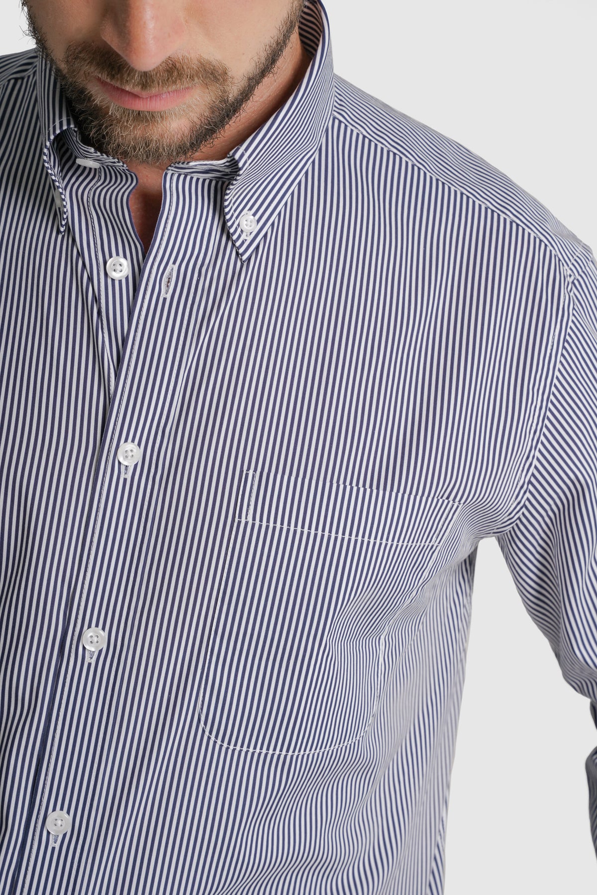 CAMISA ALGODÃO REGULAR FIT AZUL ÀS RISCAS MR. BLUE