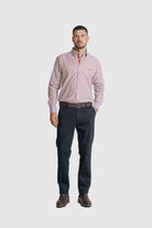 CAMISA FIL-A-FIL REGULAR FIT BORDEAUX ÀS RISCAS MR. BLUE