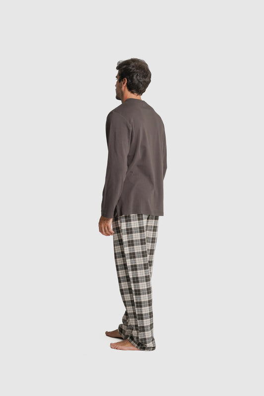 PIJAMA ALGODÃO REGULAR FIT CINZENTO AO QUADRADO MR. BLUE