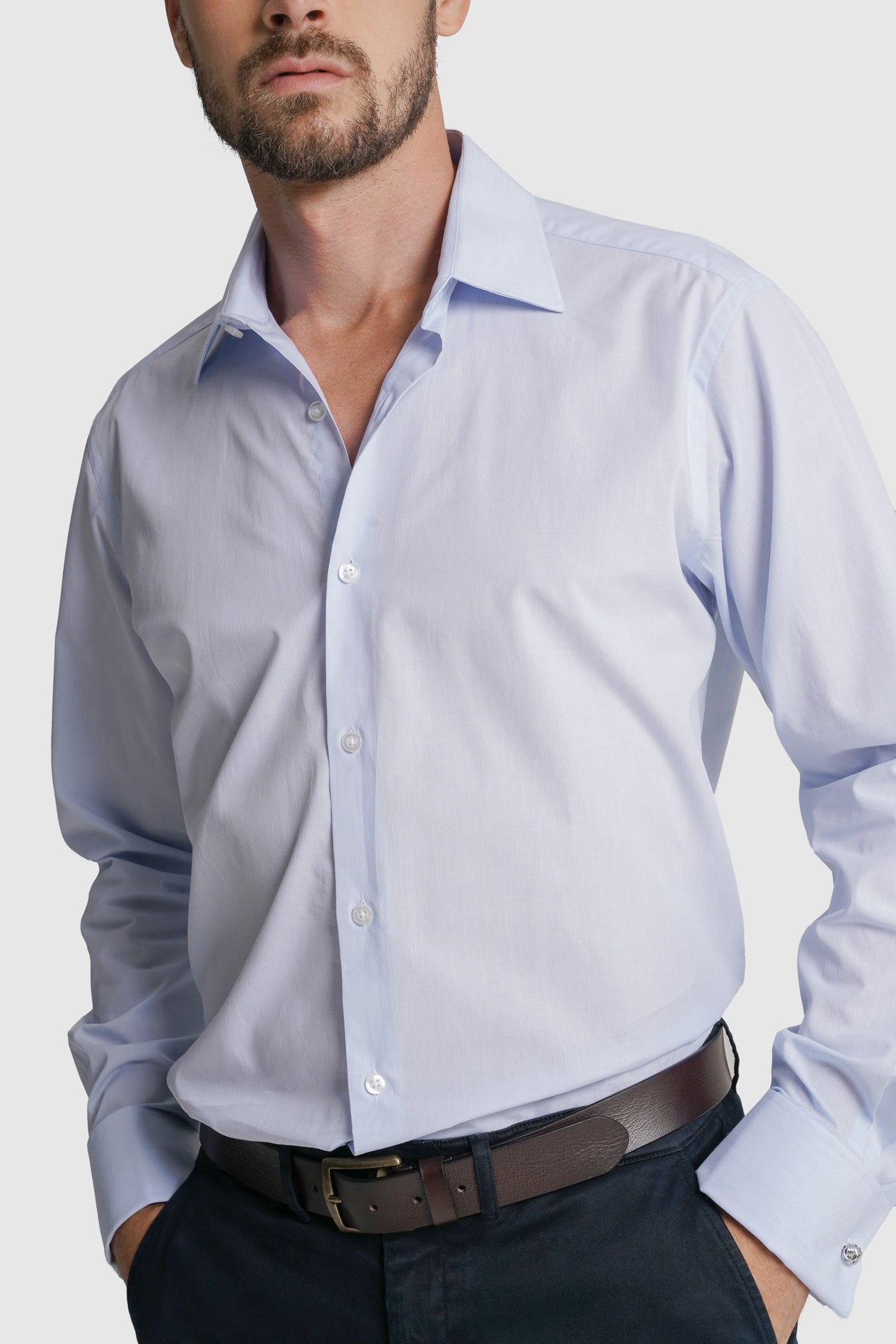 CAMISA POPELINE CLASSIC FIT AZUL ÀS RISCAS MR. BLUE