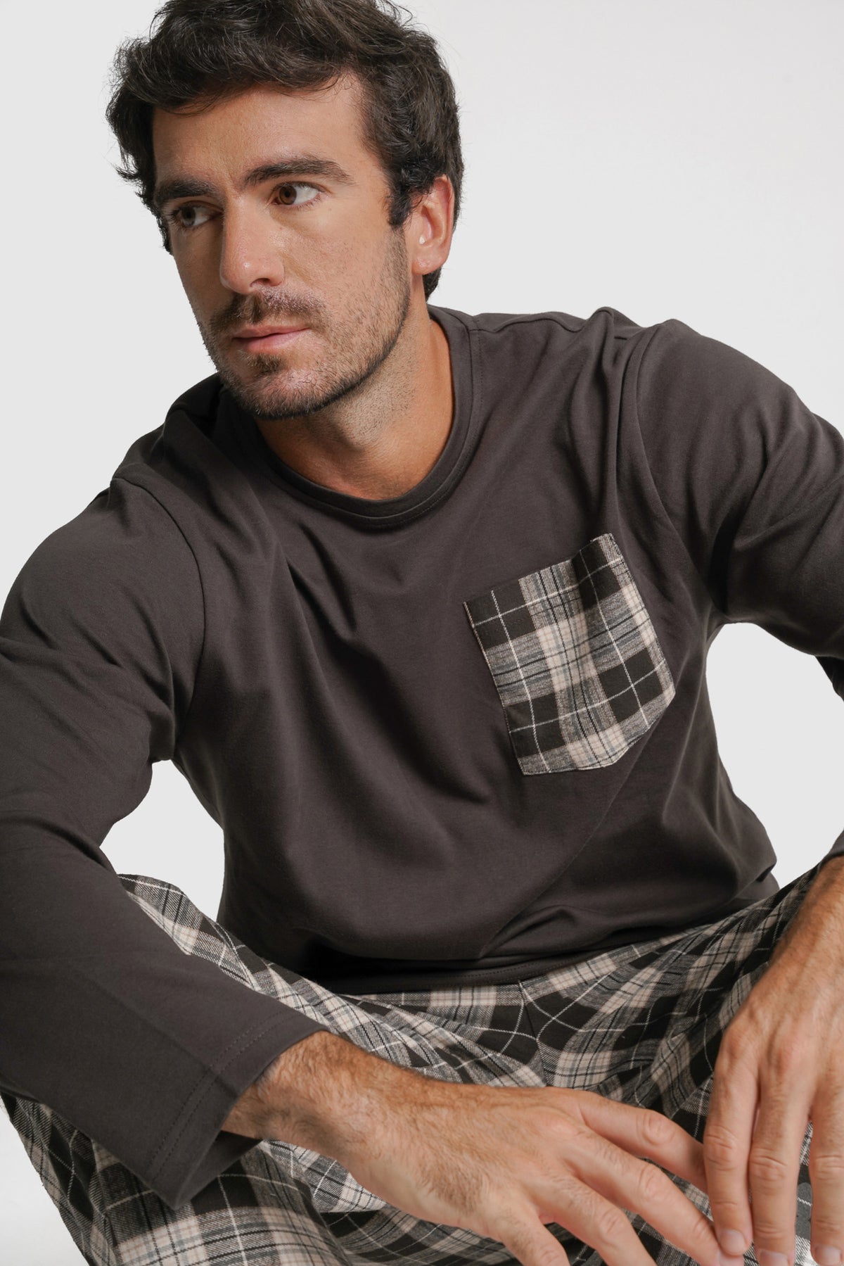 PIJAMA ALGODÃO REGULAR FIT CINZENTO AO QUADRADO MR. BLUE