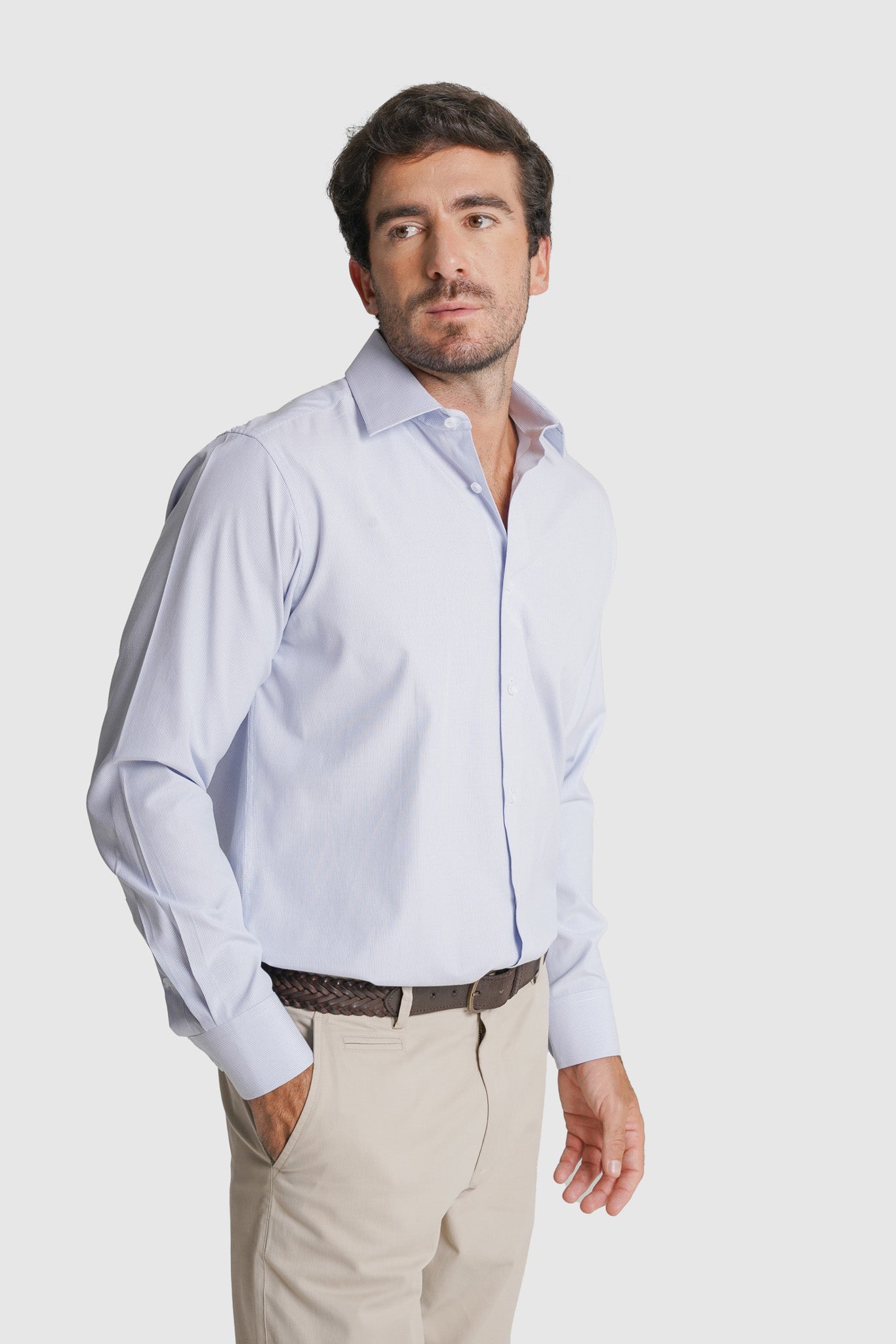CAMISA POPELINE CLASSIC FIT AZUL ÀS RISCAS MR. BLUE