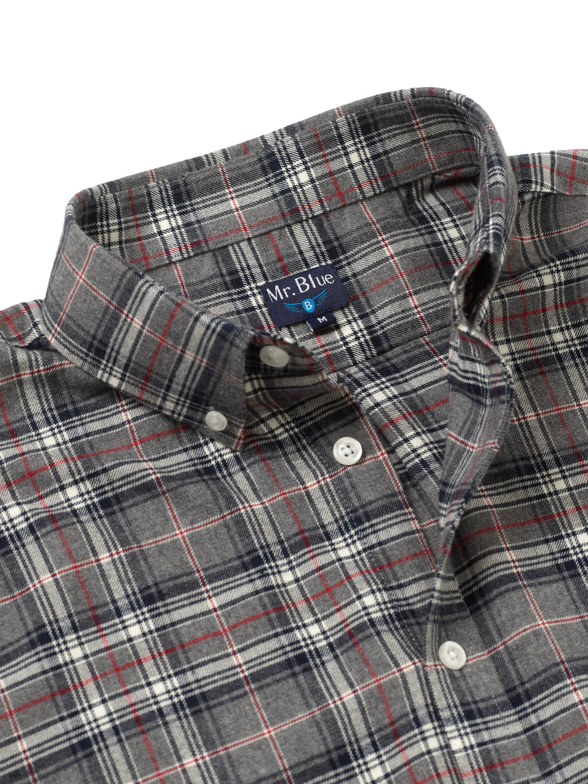 CAMISA FLANELA REGULAR FIT CINZENTA AOS QUADRADOS MR. BLUE