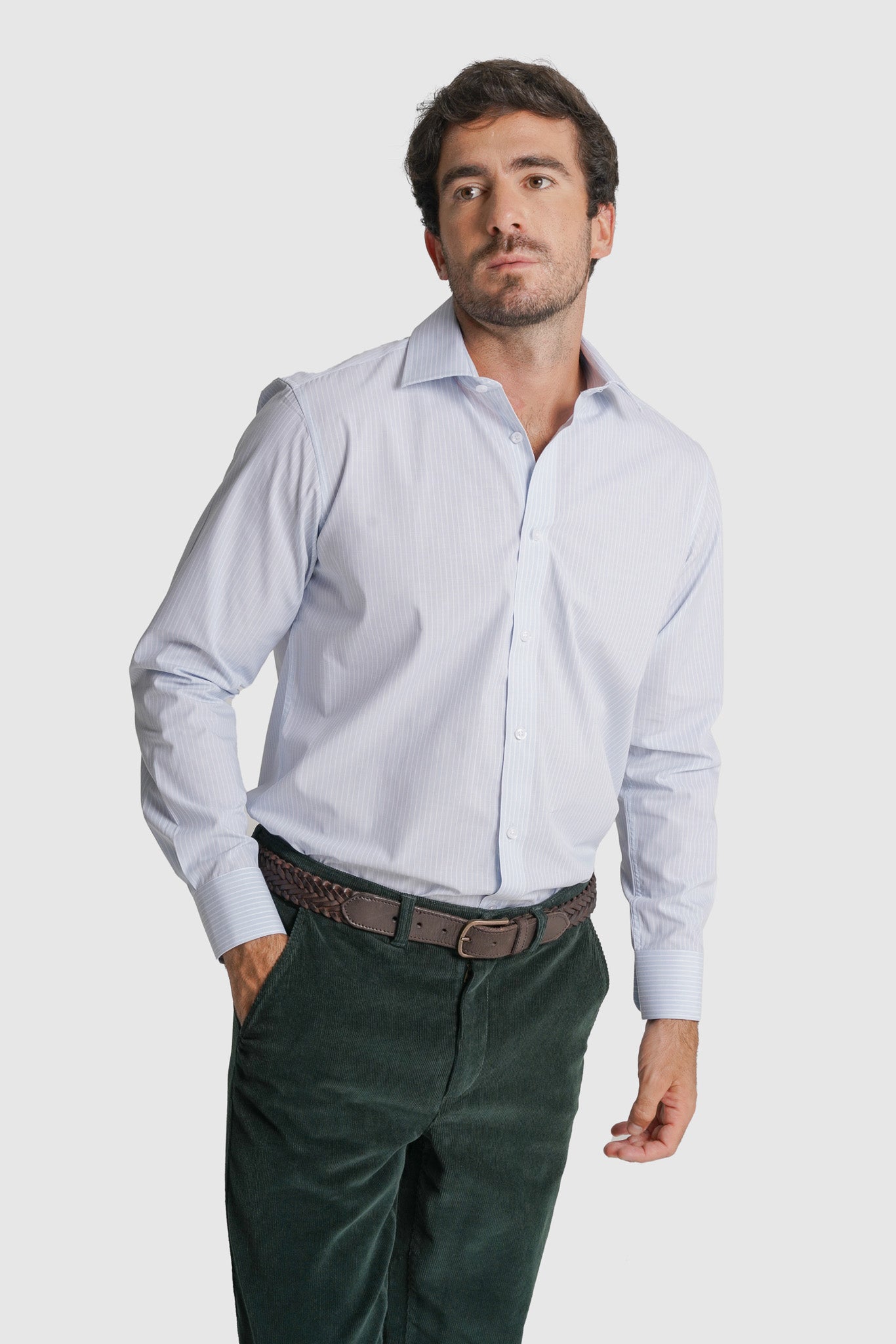 CAMISA DOBBY CLASSIC FIT AZUL ÀS RISCAS MR. BLUE