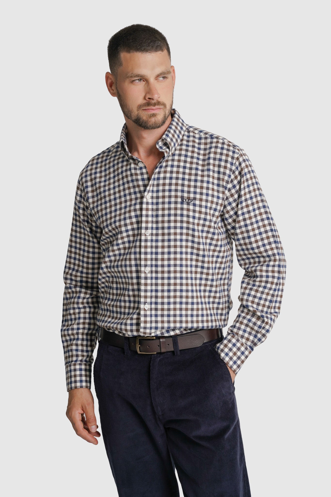 CAMISA FLANELA REGULAR FIT CASTANHA AO QUADRADO MR. BLUE